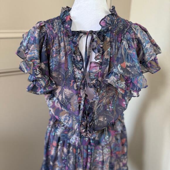 NWT REBECCA TAYLOR Women's Giverney Fleur Print Silk Blend Fit & Flare Dress S - Picture 3 of 6